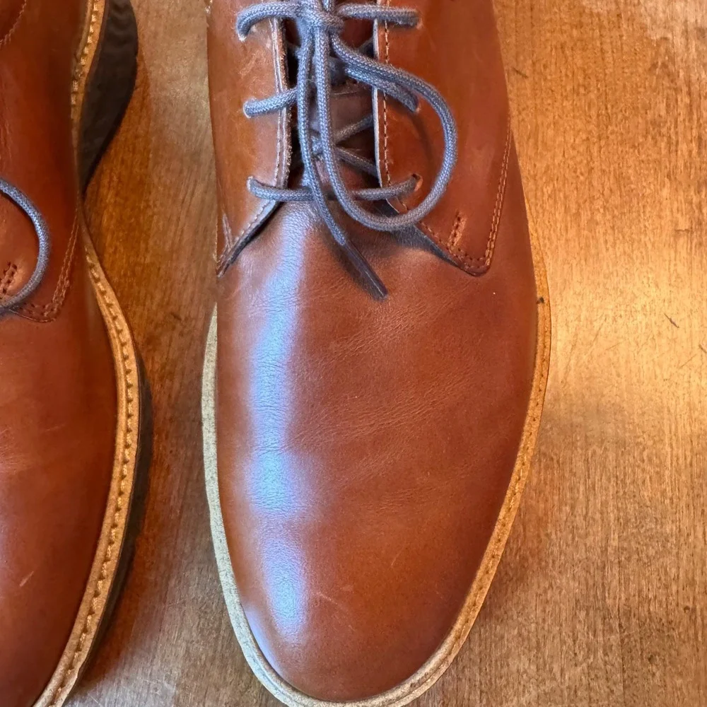 ECCO Derby Mens 8-8.5 Cognac ST.1 Hybrid Lite Plain Toe Leather Brown 836404